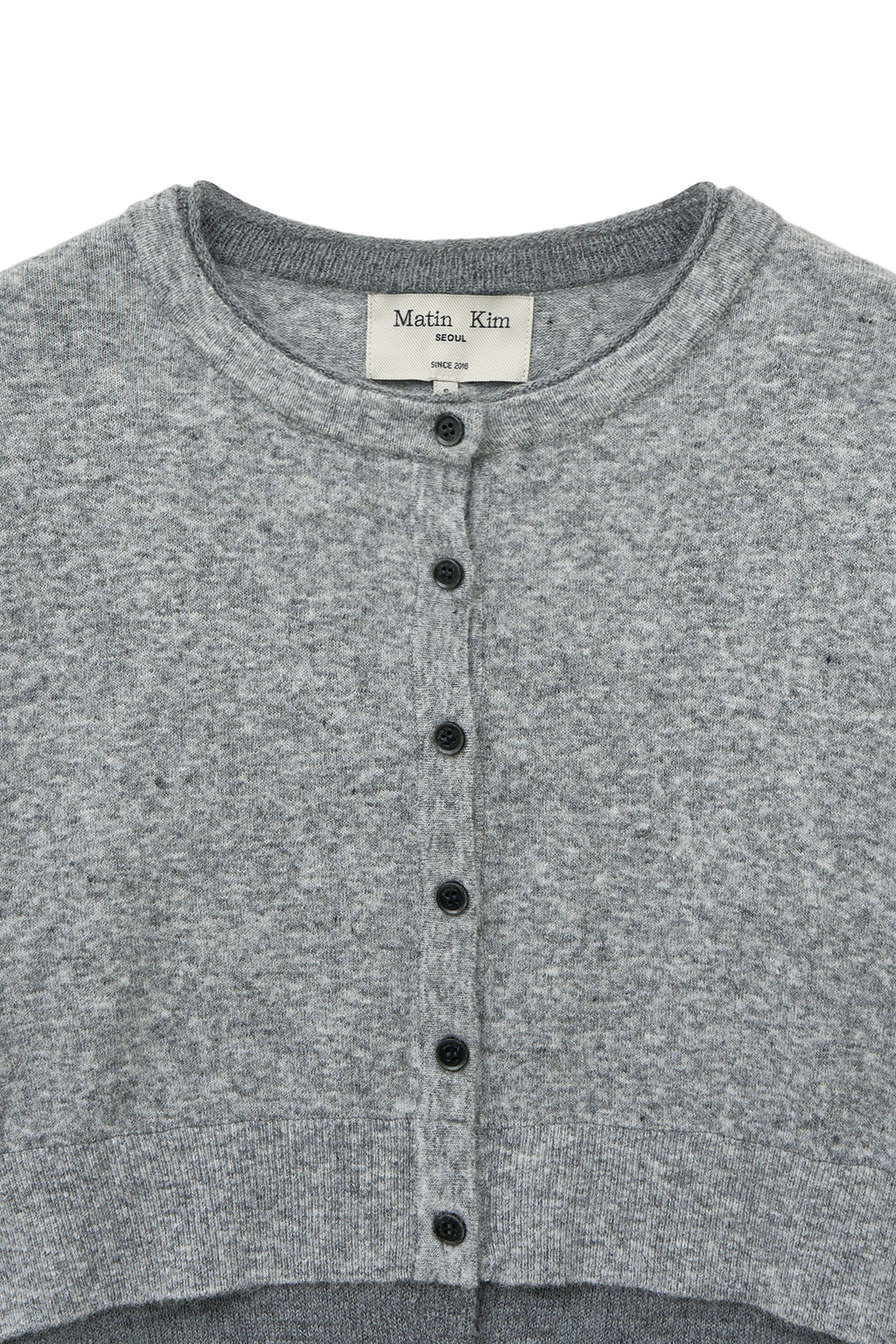 [matinkim] LAYERED TEXTURE KNIT CARDIGAN IN GREY