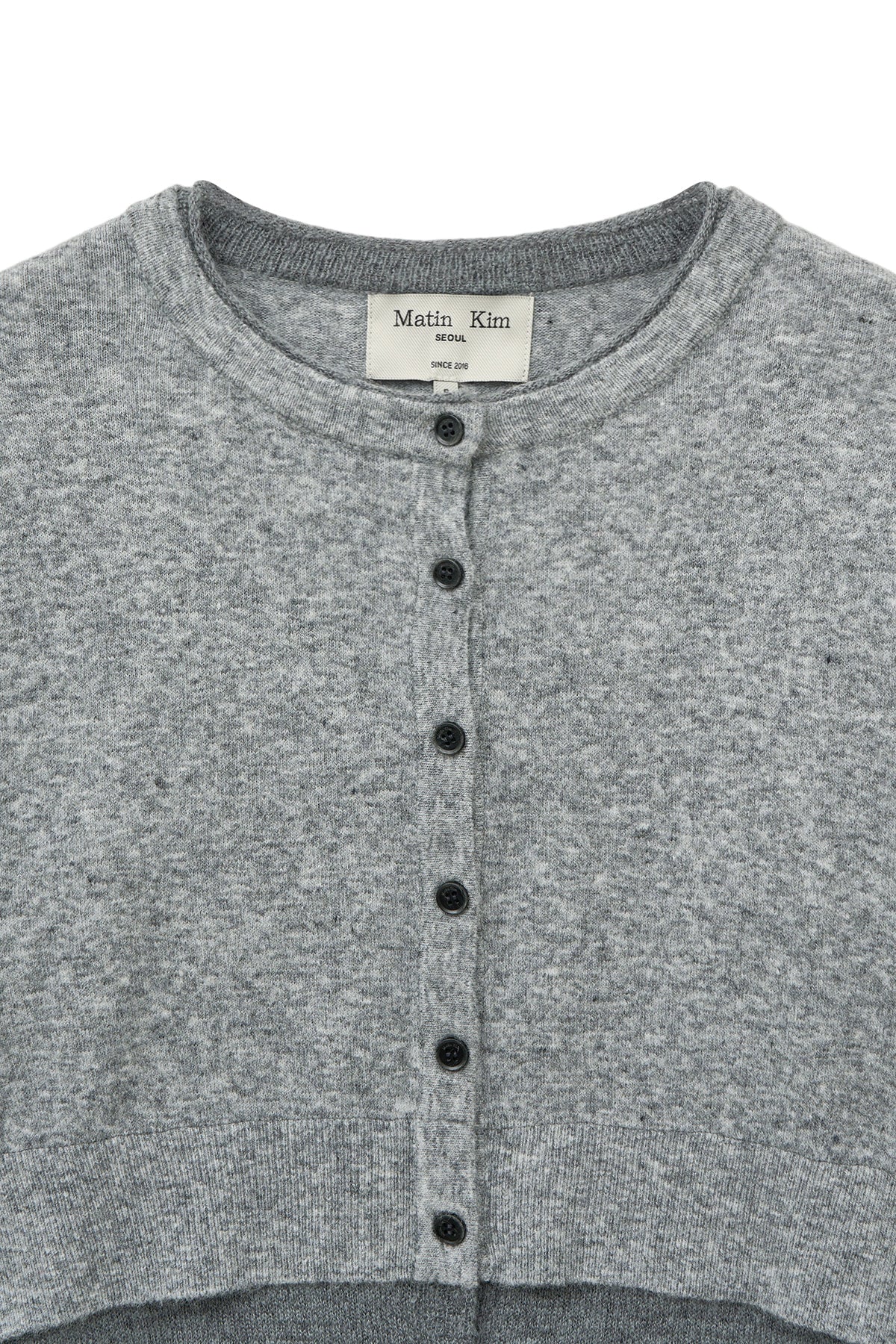 [matinkim] LAYERED TEXTURE KNIT CARDIGAN IN GREY