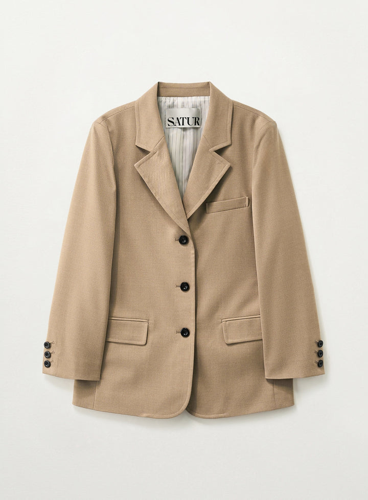 Satur 3-Button Single Blazer - Beige