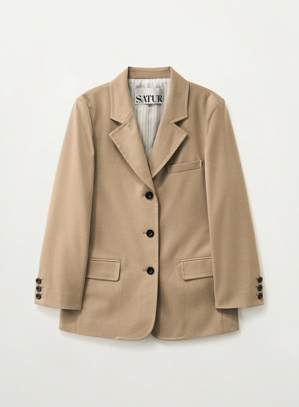 Satur 3-Button Single Blazer - Beige