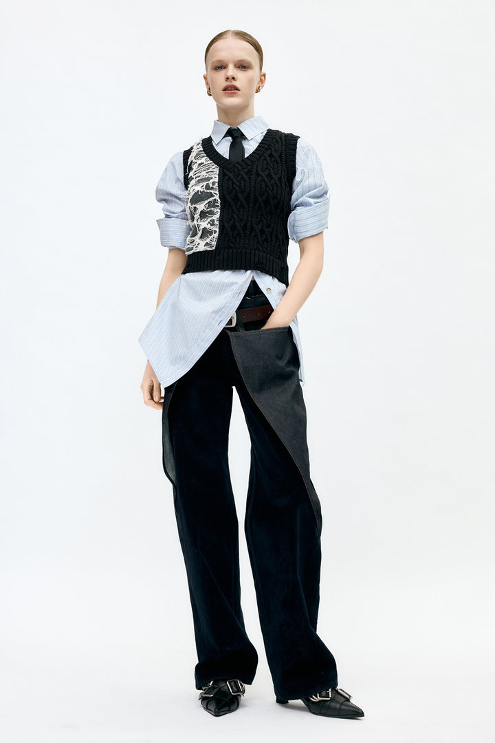 Andersson Bell Boucle Cable Patchwork Knit Vest