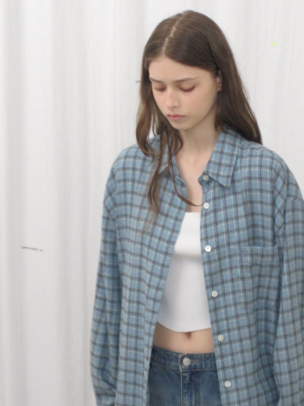 Low Classic Oversized Flannel Shirt - Blue Check