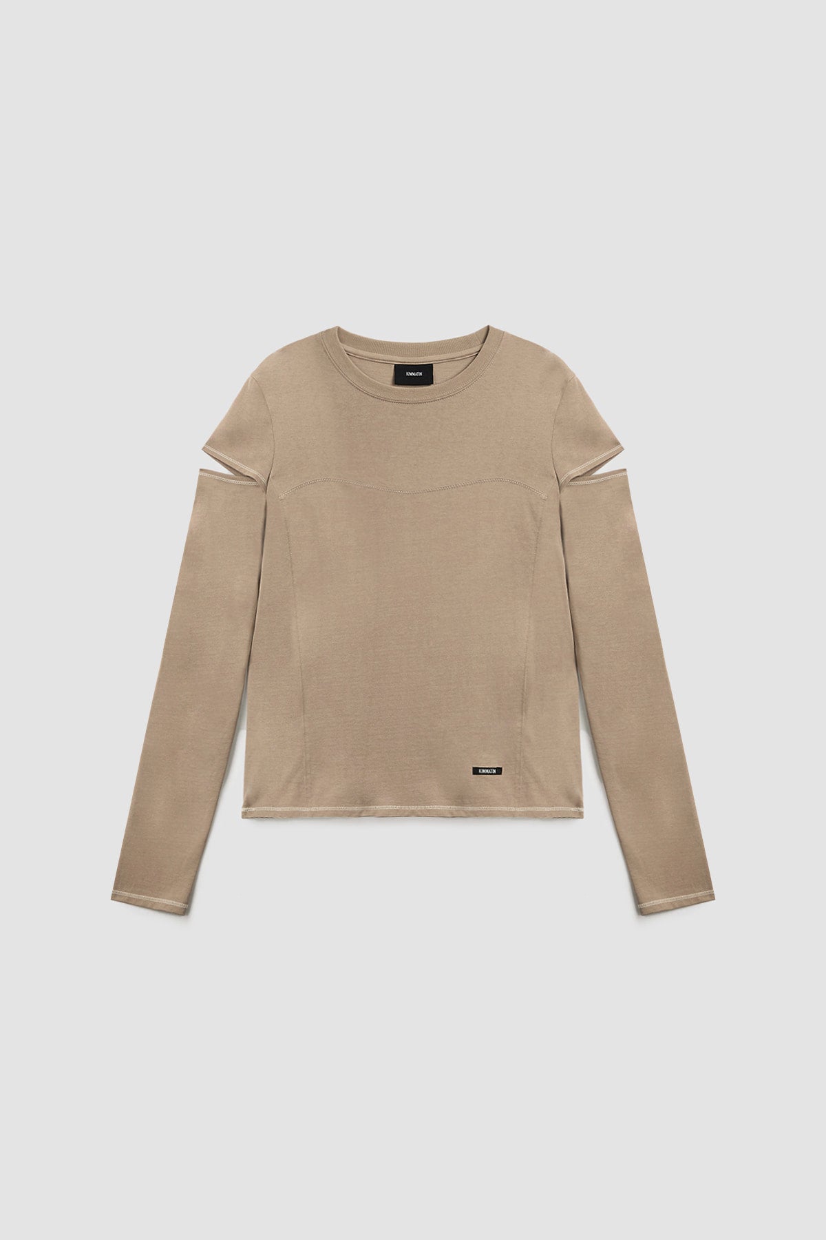 Matinkim Stitch Cut Out Long Sleeve Top IN Beige