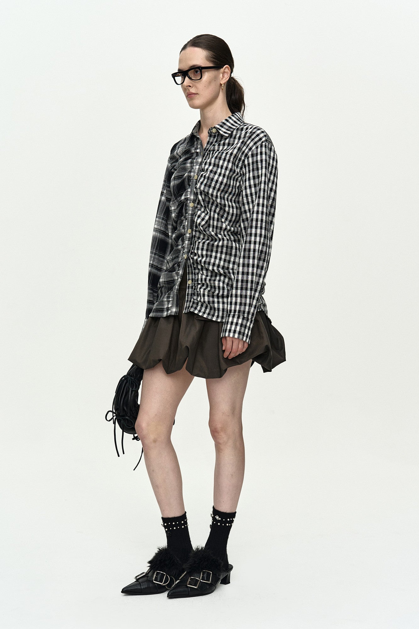 Andersson Bell [Exclusive] Shirred Check Shirt