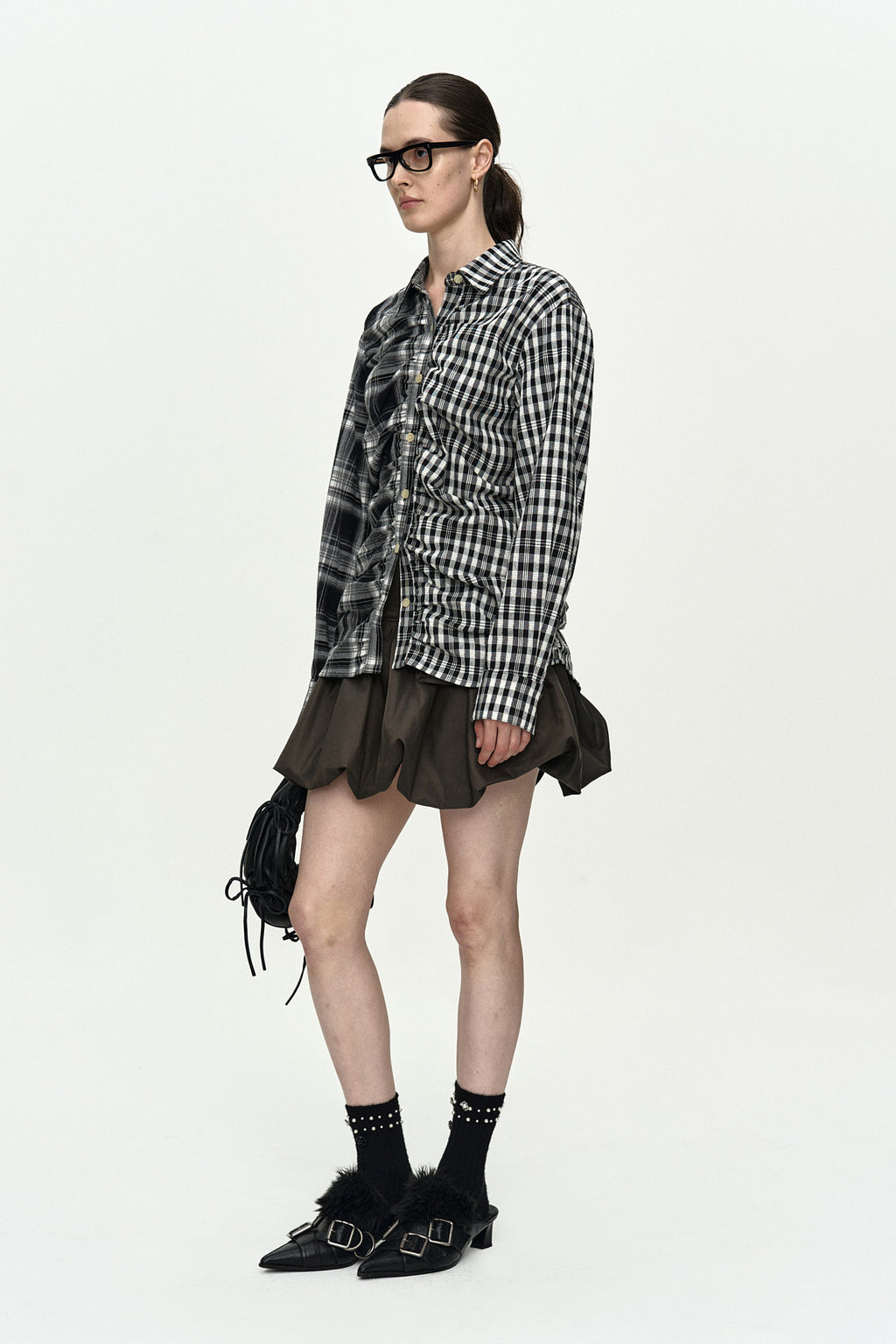 Andersson Bell [Exclusive] Shirred Check Shirt