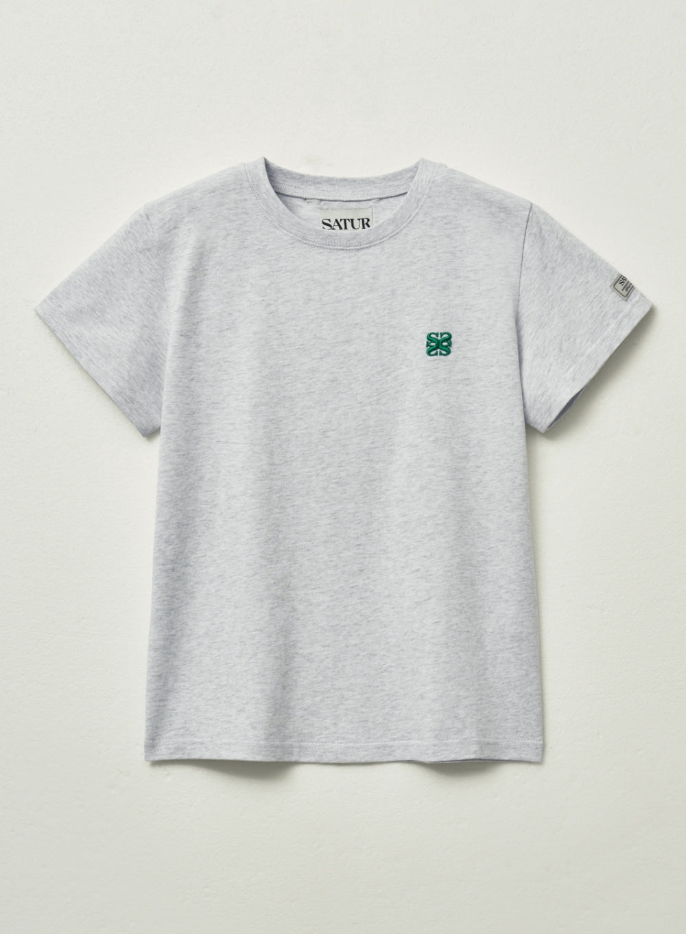 [satur] (W) Classic Small Logo T-Shirt - Melange White