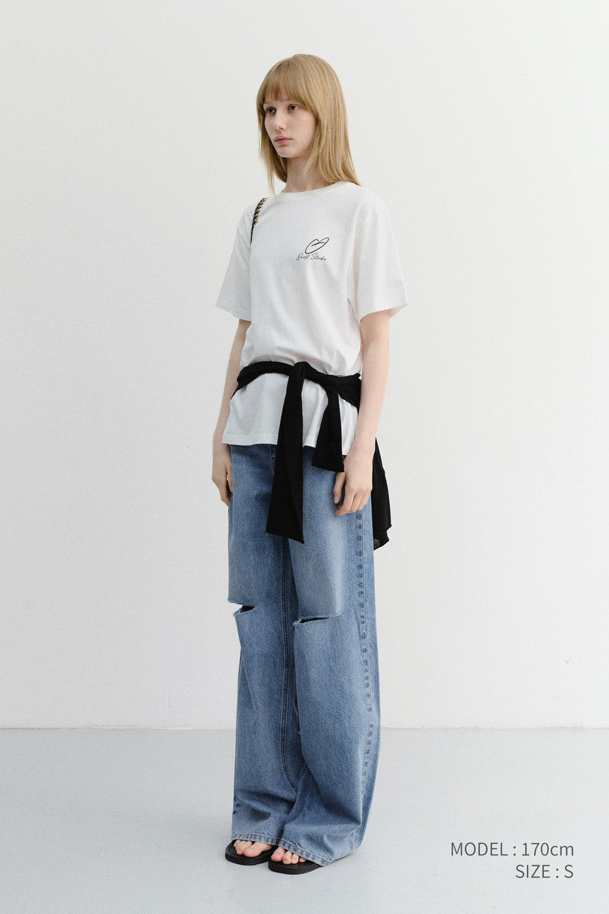 Dunst Unisex Heart D Logo T-Shirt Off White
