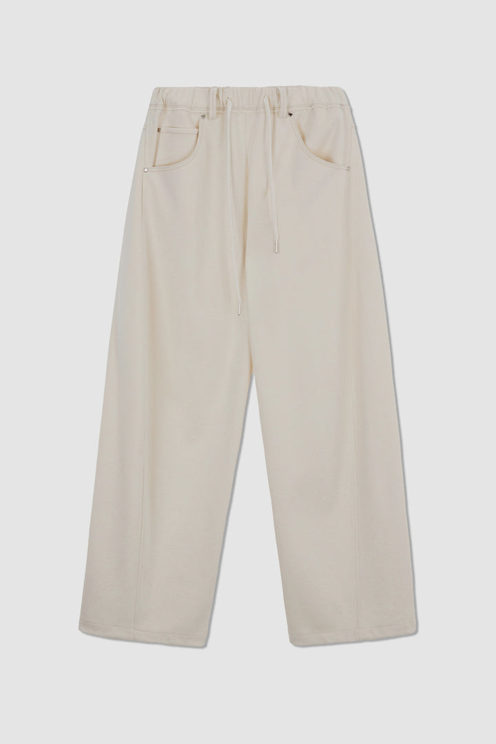Matinkim Blended Wool Curved Banding Pants IN Ivory