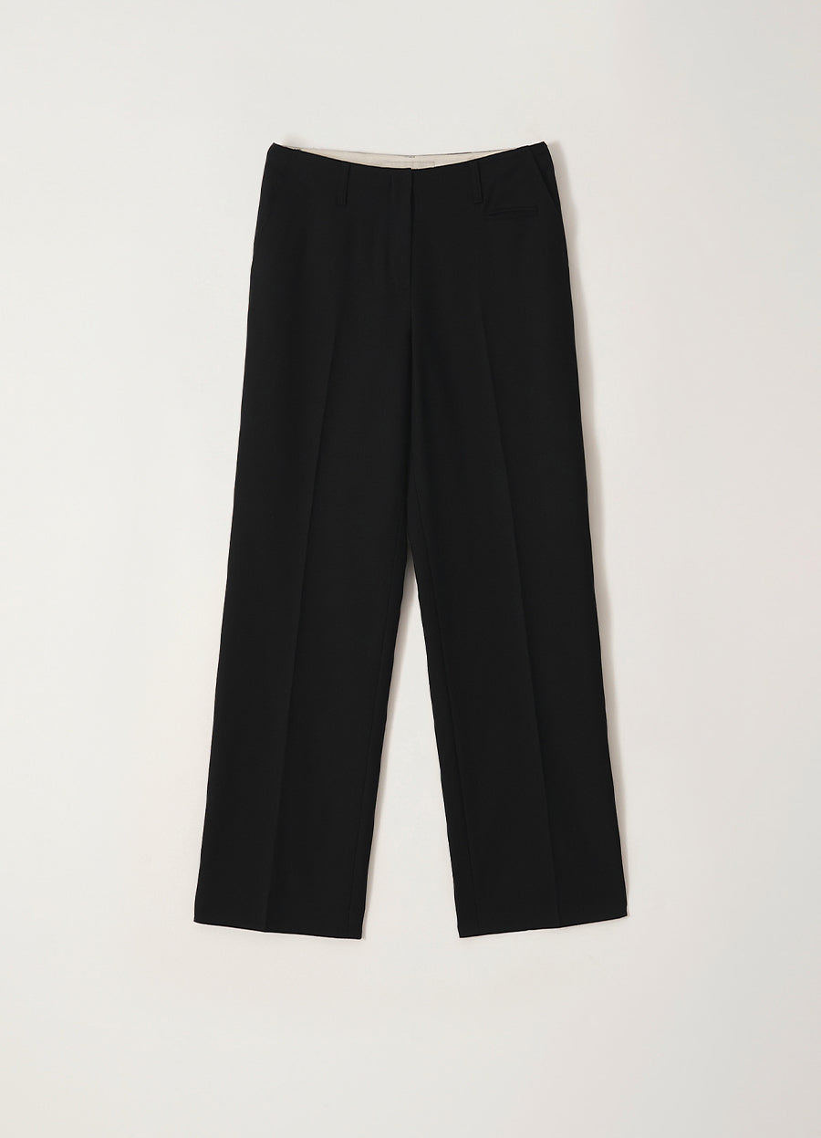 Nothing Written Low-rise tailored wool trousers (Black)