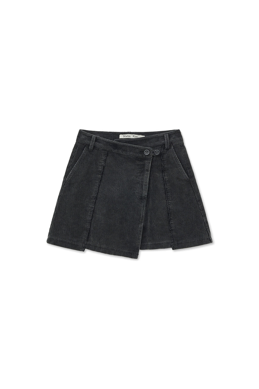 Matinkim Washed Corduroy Wrap Skirt IN Black