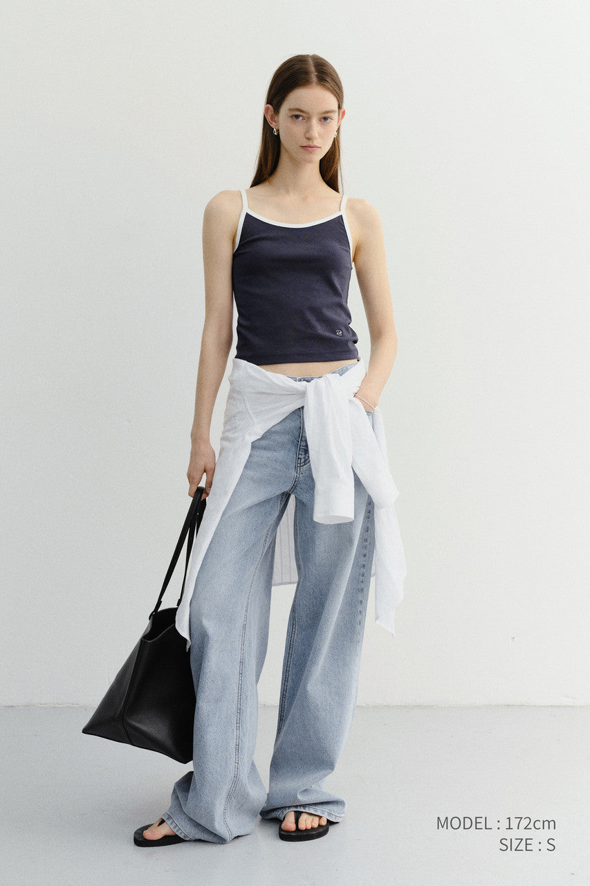 Dunst 2-Tone Trim Sleeveless Top Navy Ivory