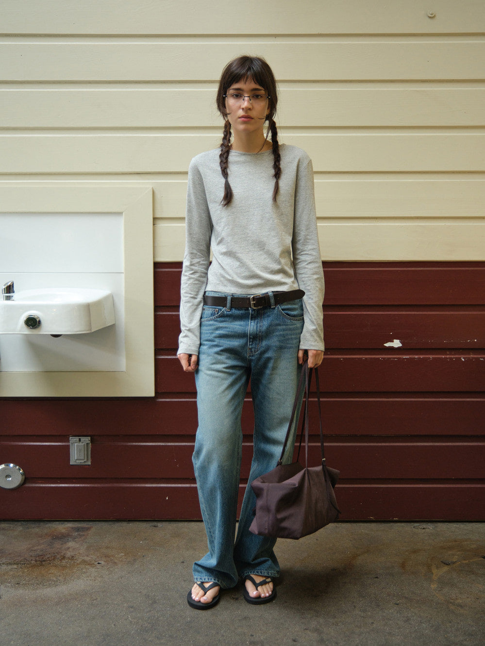 Low Classic Lc Long-Sleeve Tee Melange Grey
