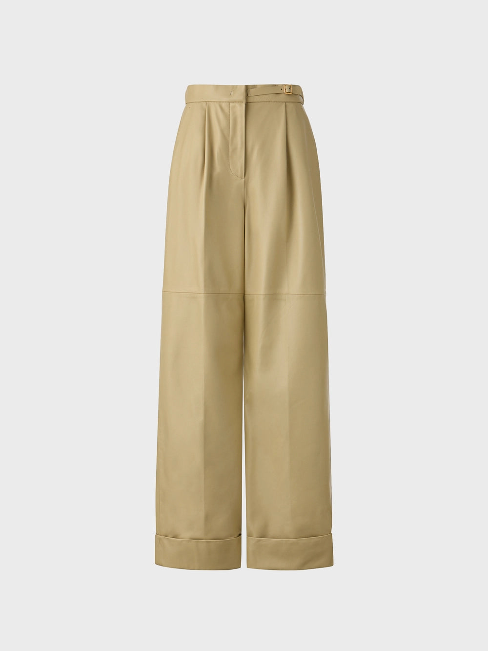 EENK Straight Leather Pants - Light Beige