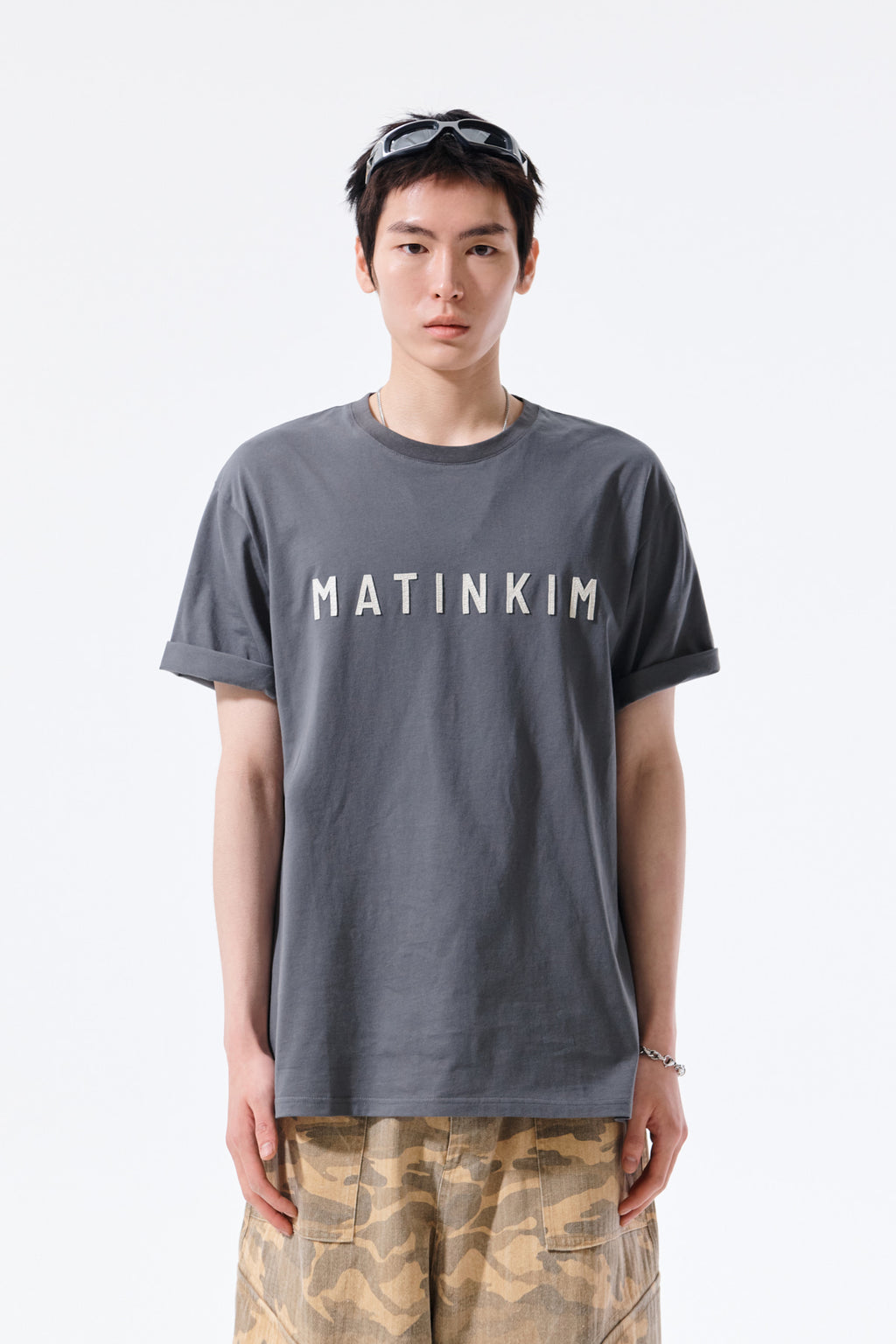 Matinkim Applique Felt Logo Top For Men IN Charcoal