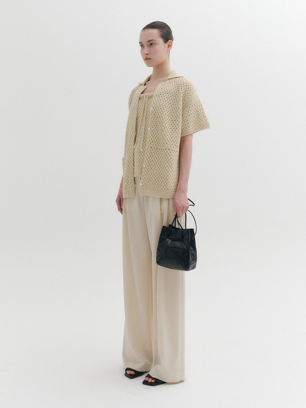 EENK Crochet Tie Strap Knitwear Top - Yellow