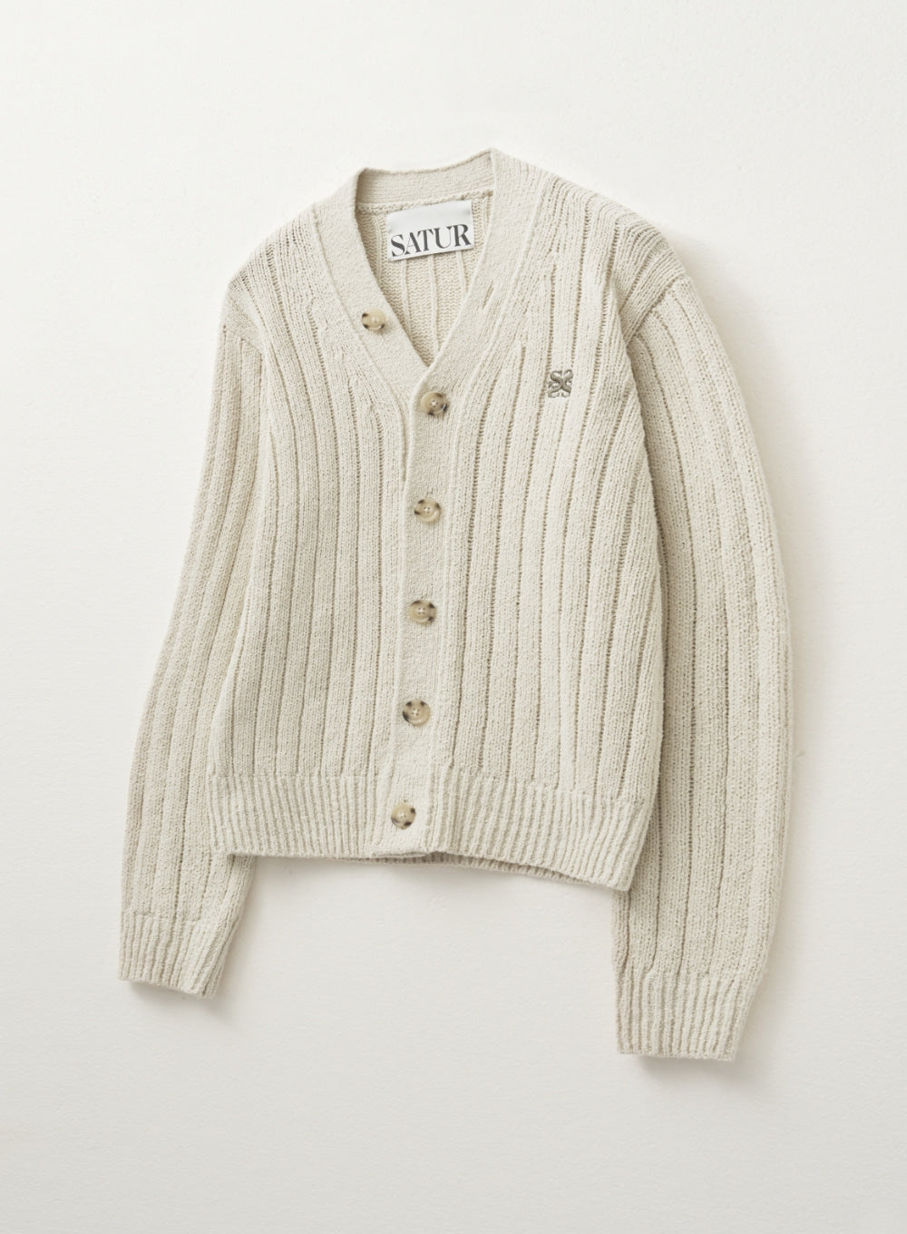 [satur] (W) Faro Over Size Boucle Cardigan - Lucent Ivory