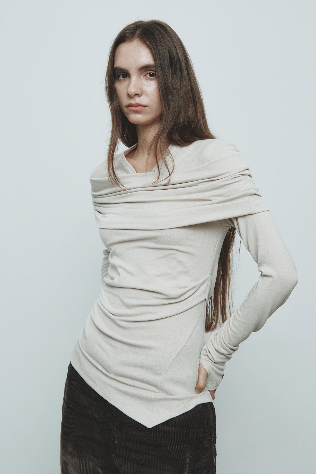 Matinkim Off Shoulder Detail Top IN Light Beige