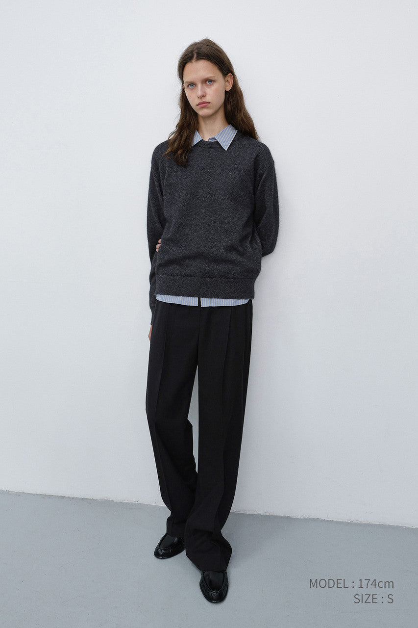 Dunst Pleated Semi-Wide Slacks Black