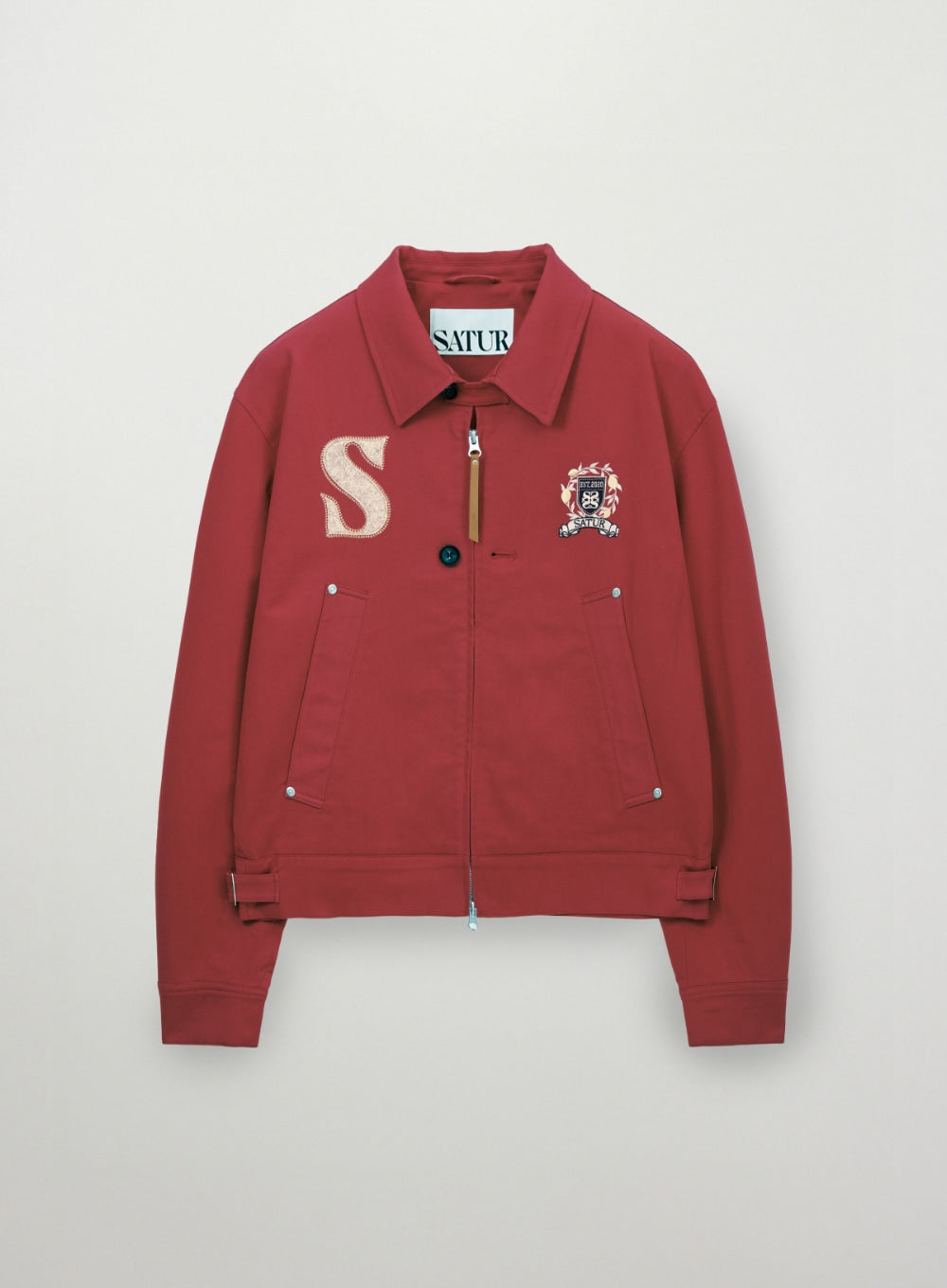 Satur Crest Logo Collar Jacket - Red