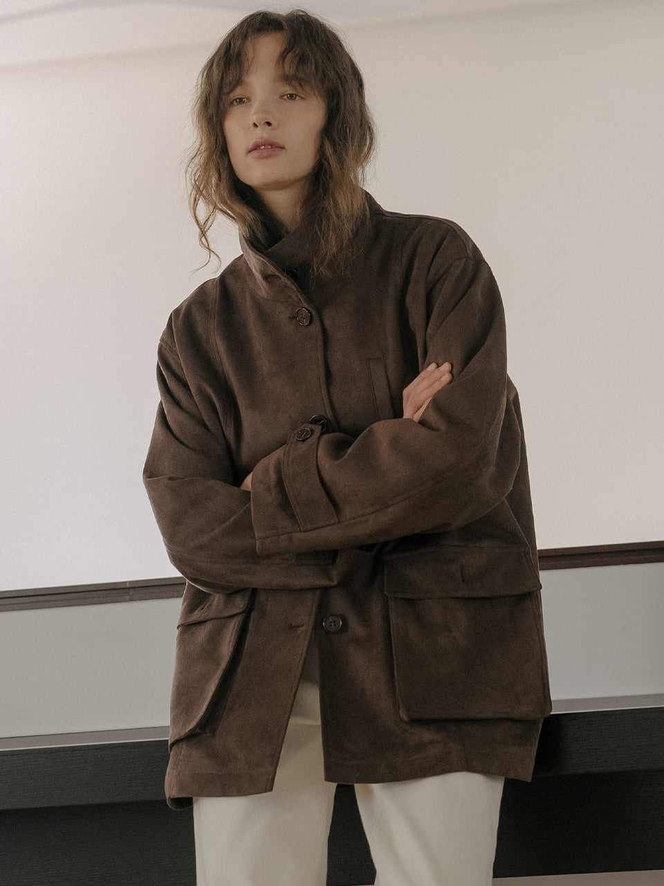 Tillidie Suede utility half jacket Dark brown