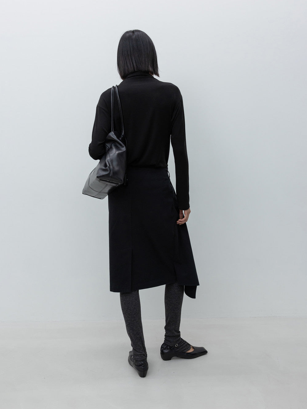 Low Classic Draped Wrap Cotton Skirts Black