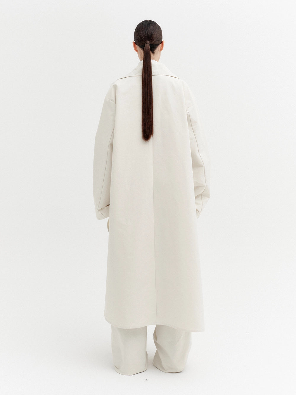 EENK Layered Drape Long Coat - Ivory