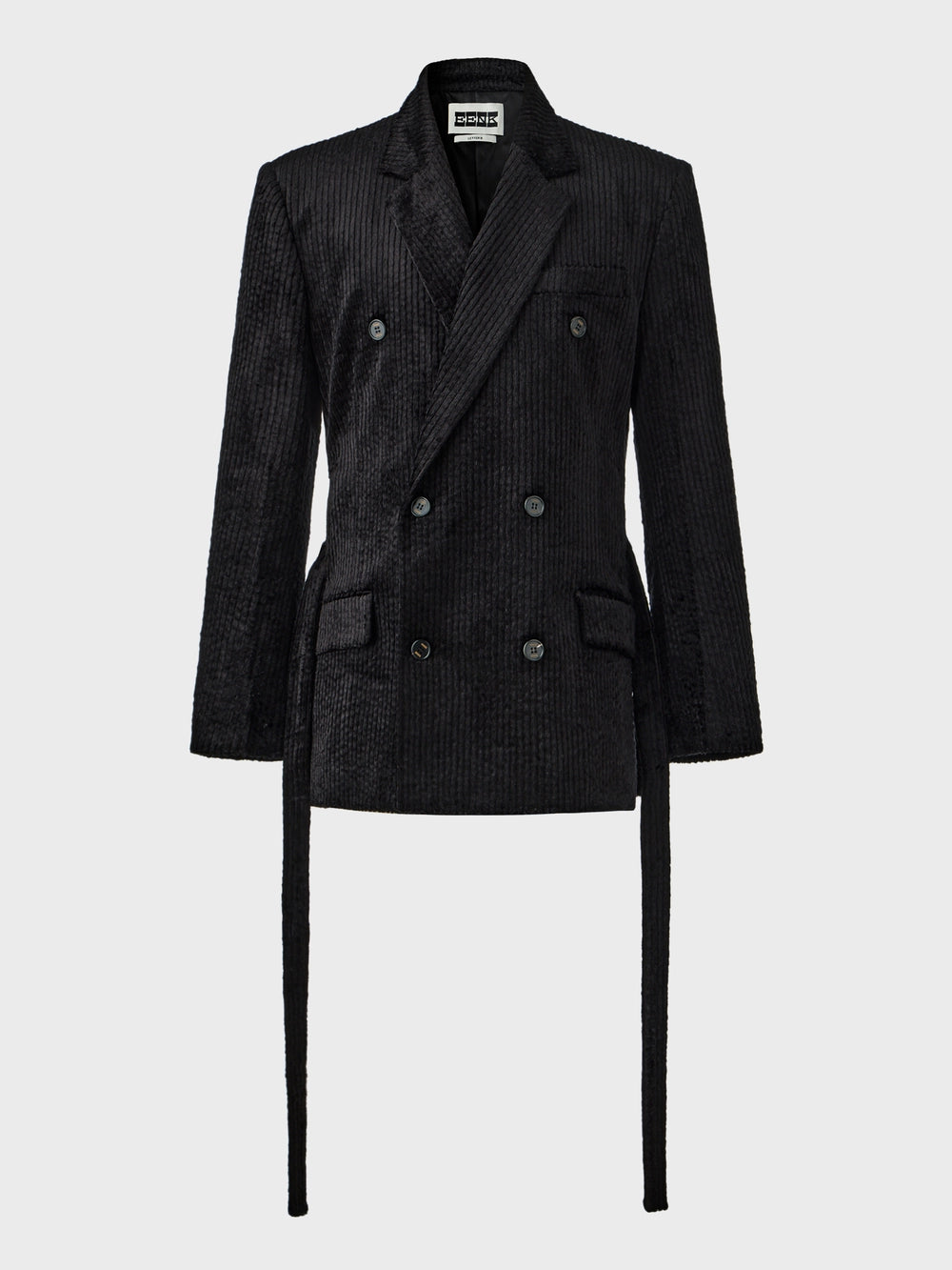 EENK Belted Double-Breasted Blazer - Black