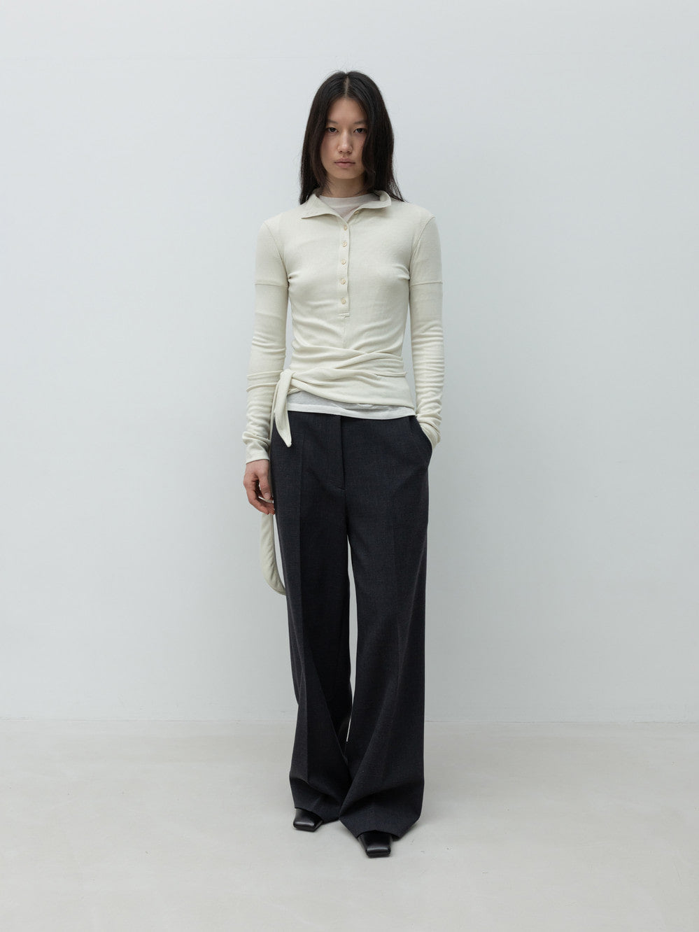 Low Classic Button Up Wrap T-Shirt Cream
