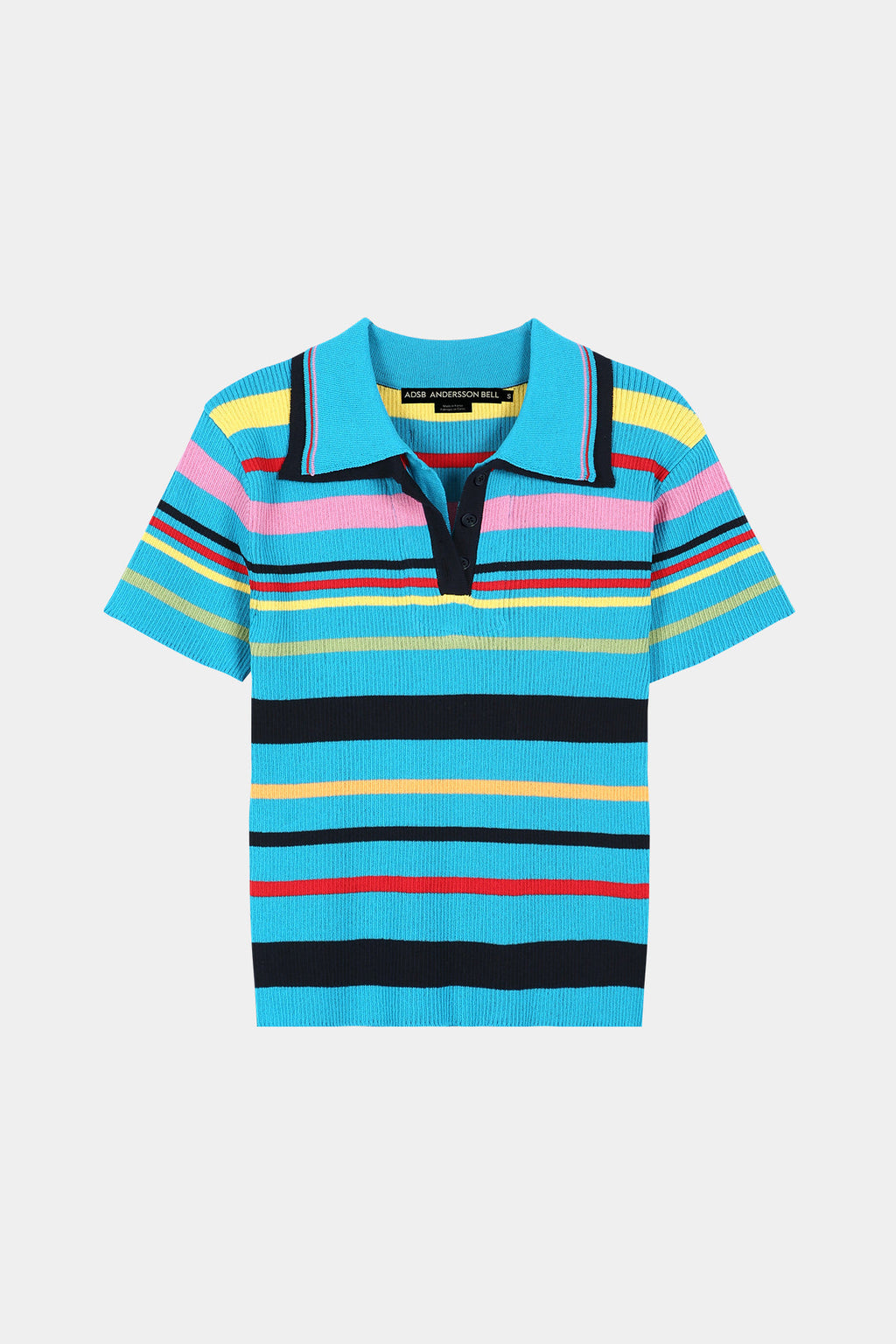 Andersson Bell Multi-Color Stripe Knit Polo Top