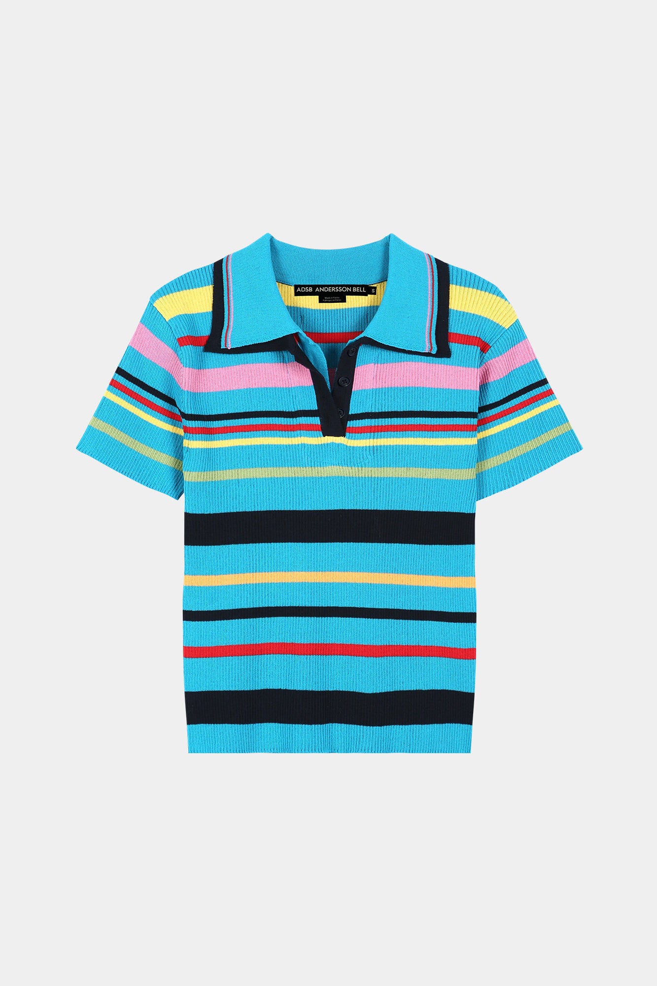 Andersson Bell Multi-Color Stripe Knit Polo Top