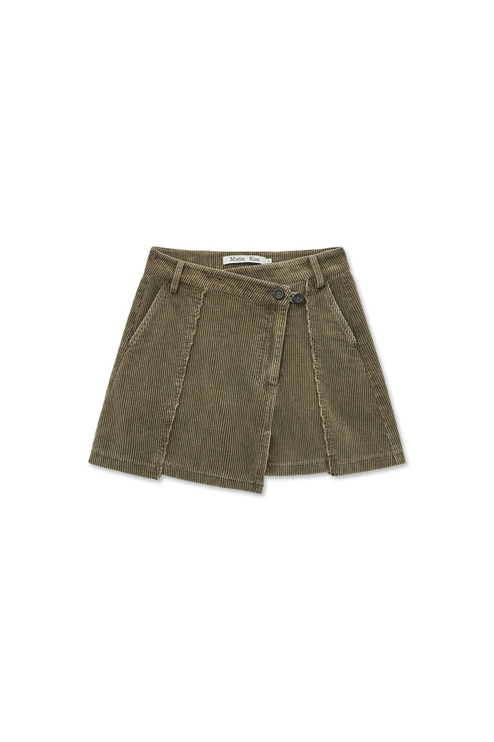 Matinkim Washed Corduroy Wrap Skirt IN Khaki