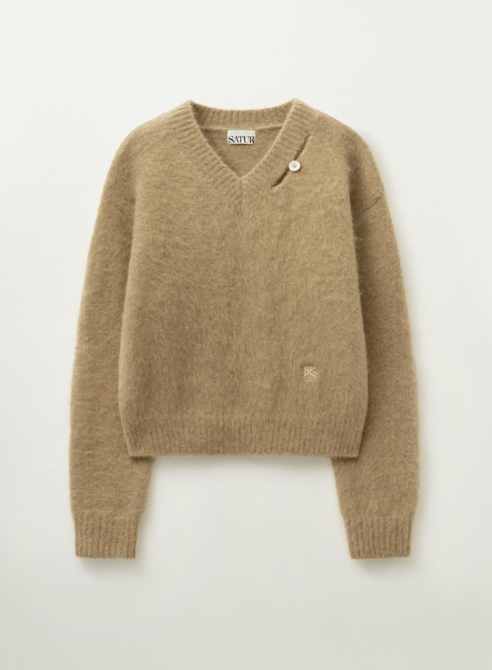 [satur] (W) Essen Two Tone Mohair Blend Knit - Heritage Brown