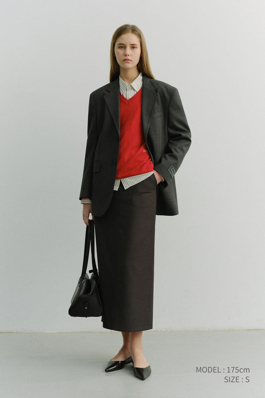 Dunst H-Line Striped Maxi Skirt Grey Stripe