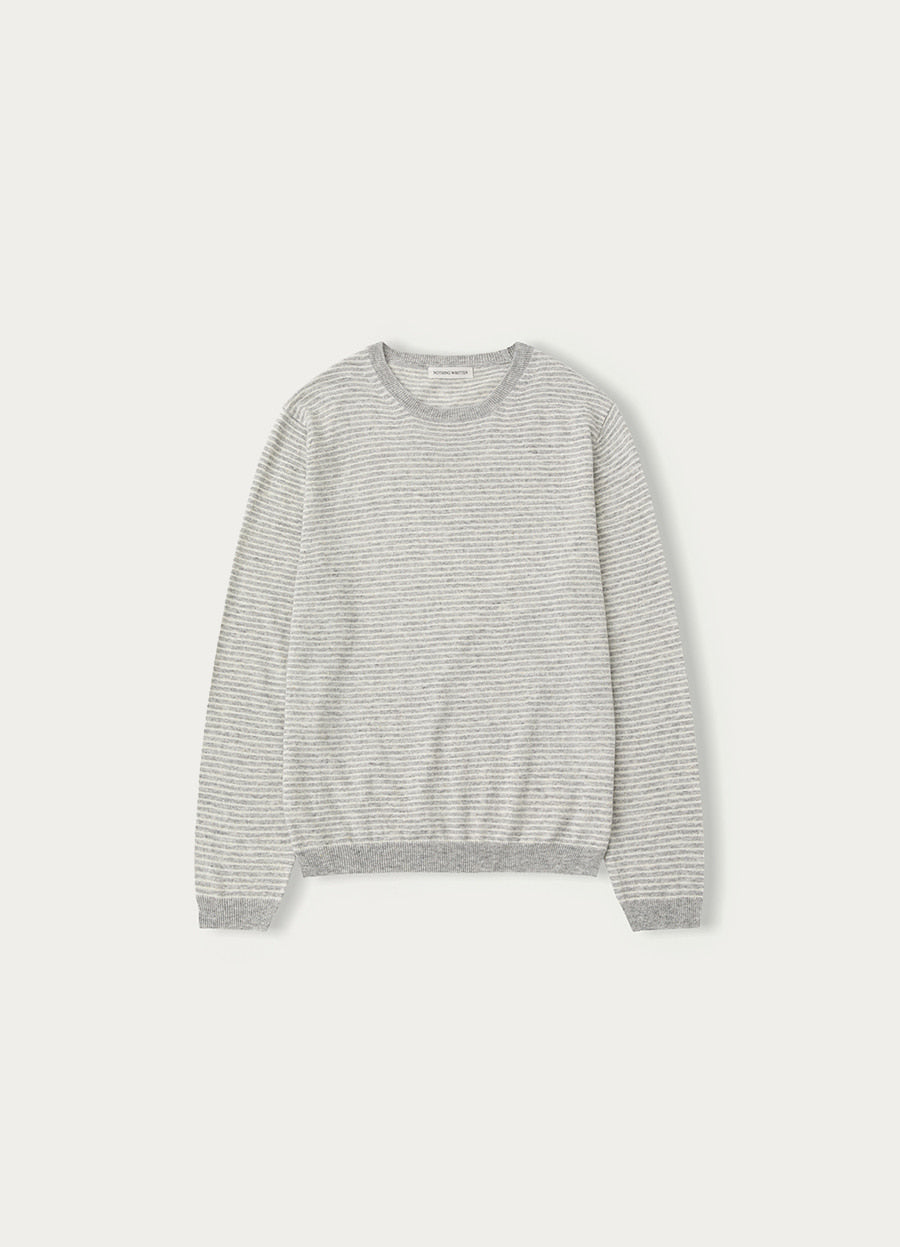 Nothing Written Fine stripe loose knit (Gray)