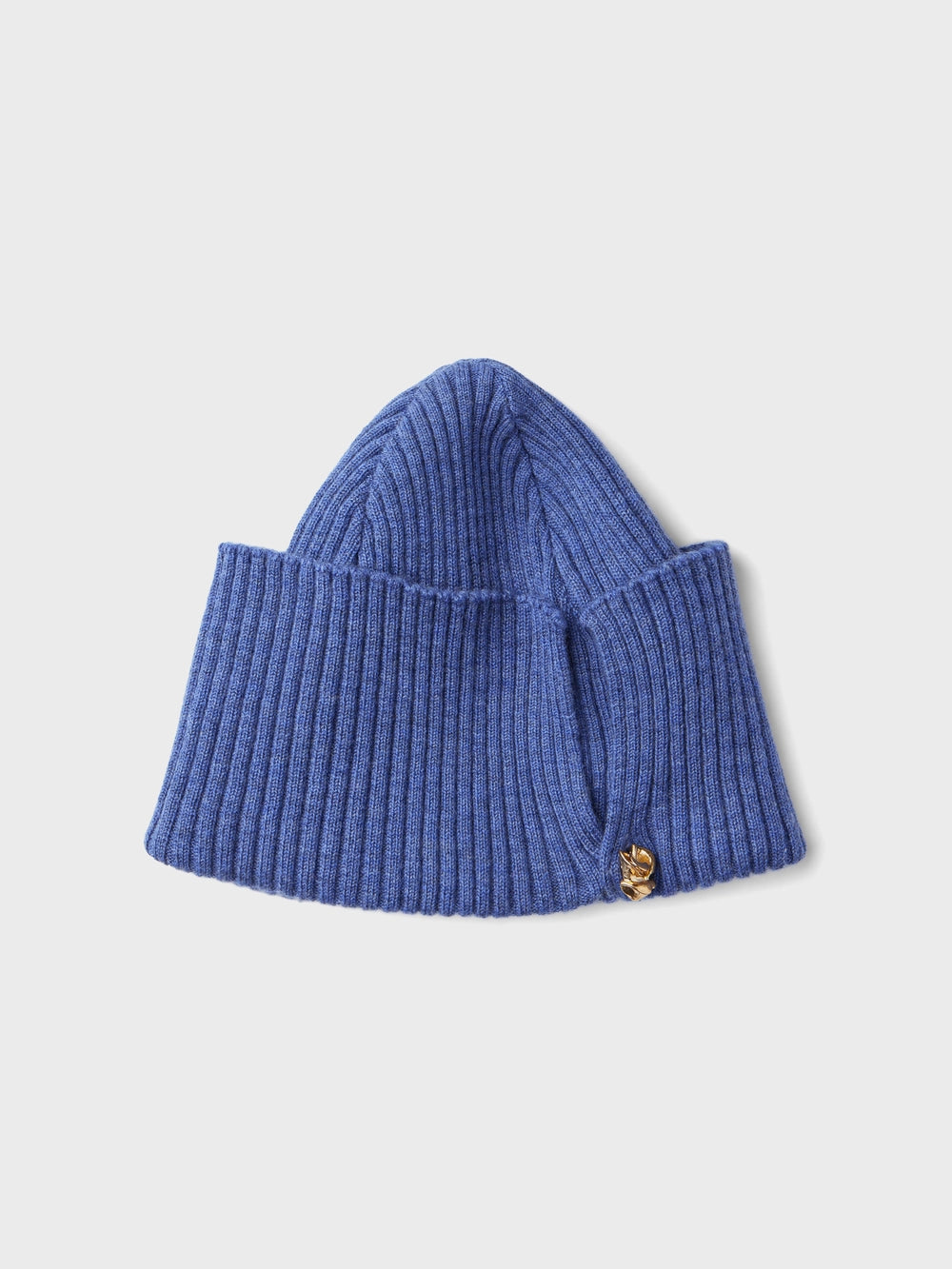 EENK Rose Detail Wool Beanie - Melange Blue