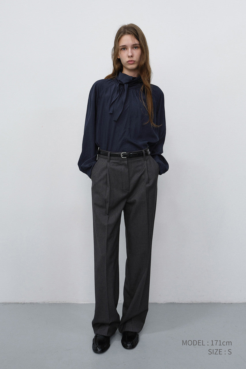 Dunst Pleated Semi-Wide Slacks Charcoal Grey