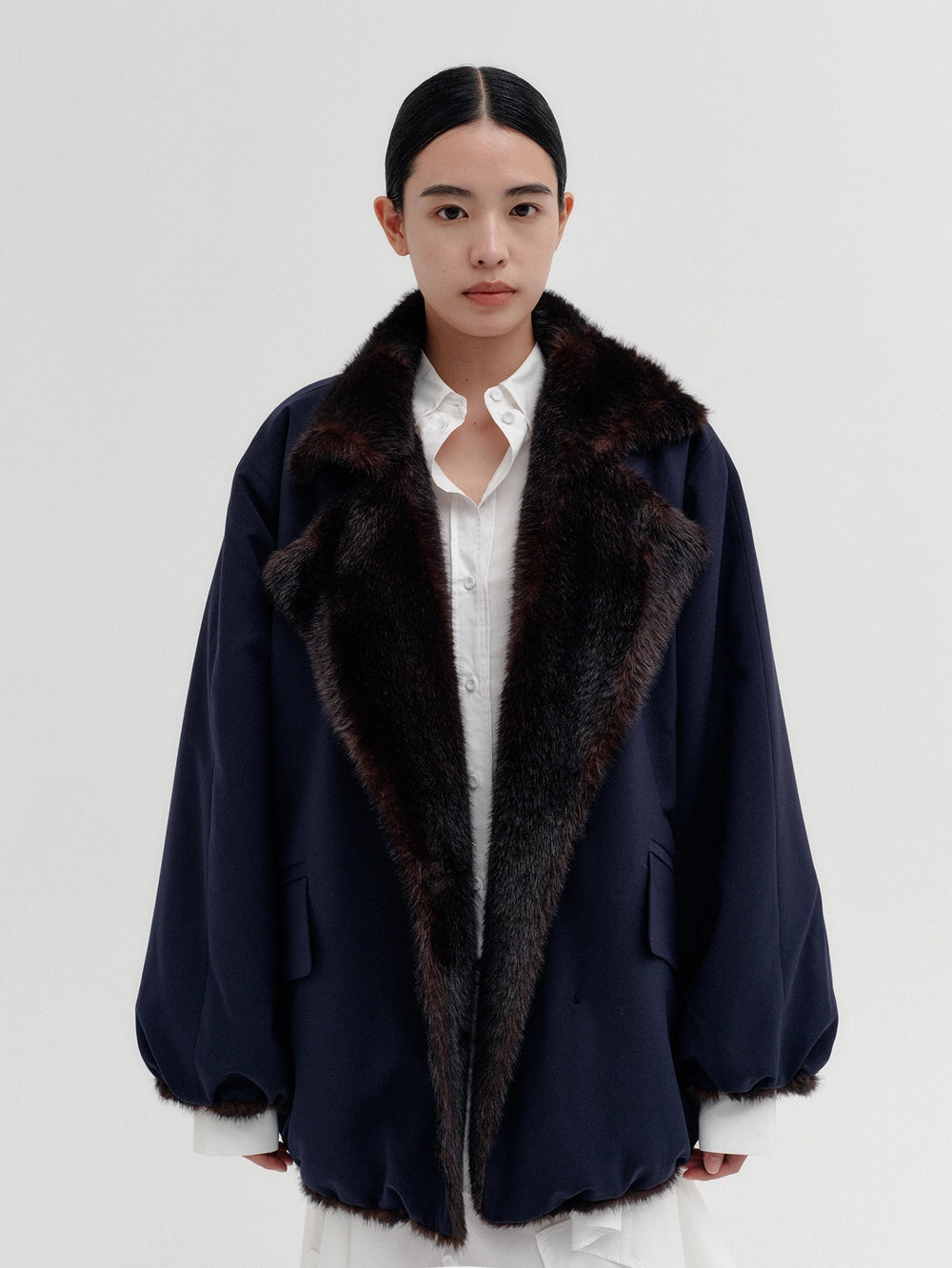 EENK Reversible Volume Collar Jacket - Navy