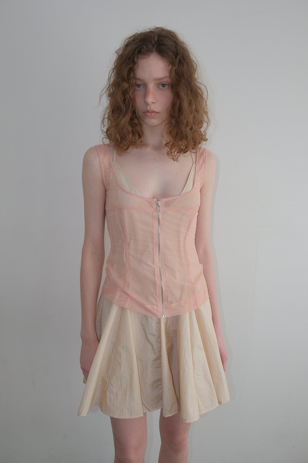 Overdueflair Mesh Corset Sleeveless Peach