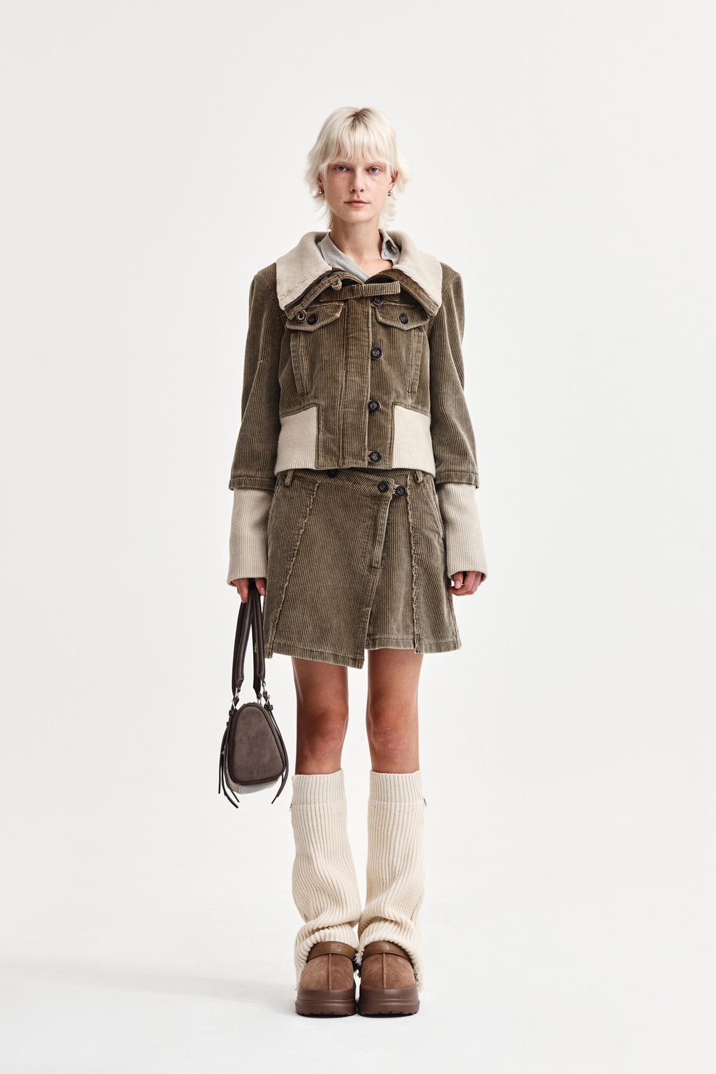 Matinkim Washed Corduroy Wrap Skirt IN Khaki