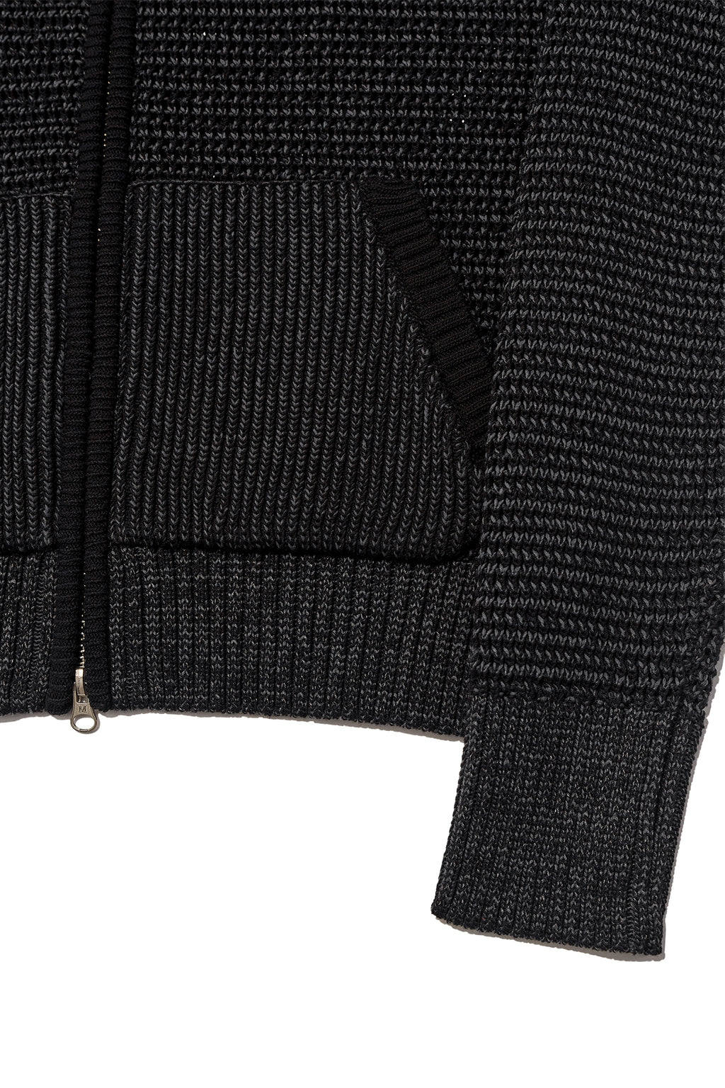 Matinkim Two Tone Mesh Knit Hoody Zip UP IN Black