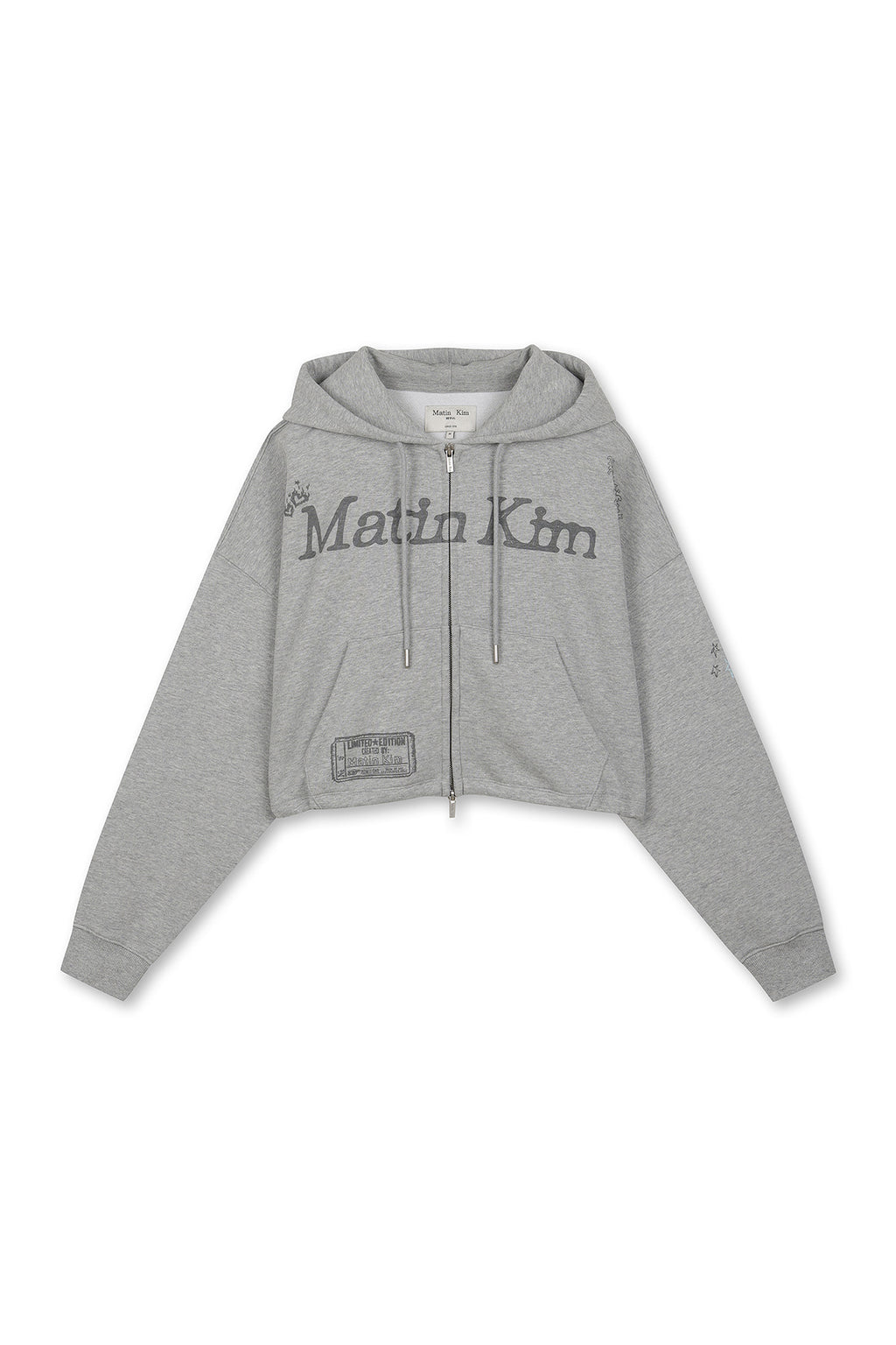 Matinkim Graffiti Artwork Crop Hoody Zip UP IN Grey