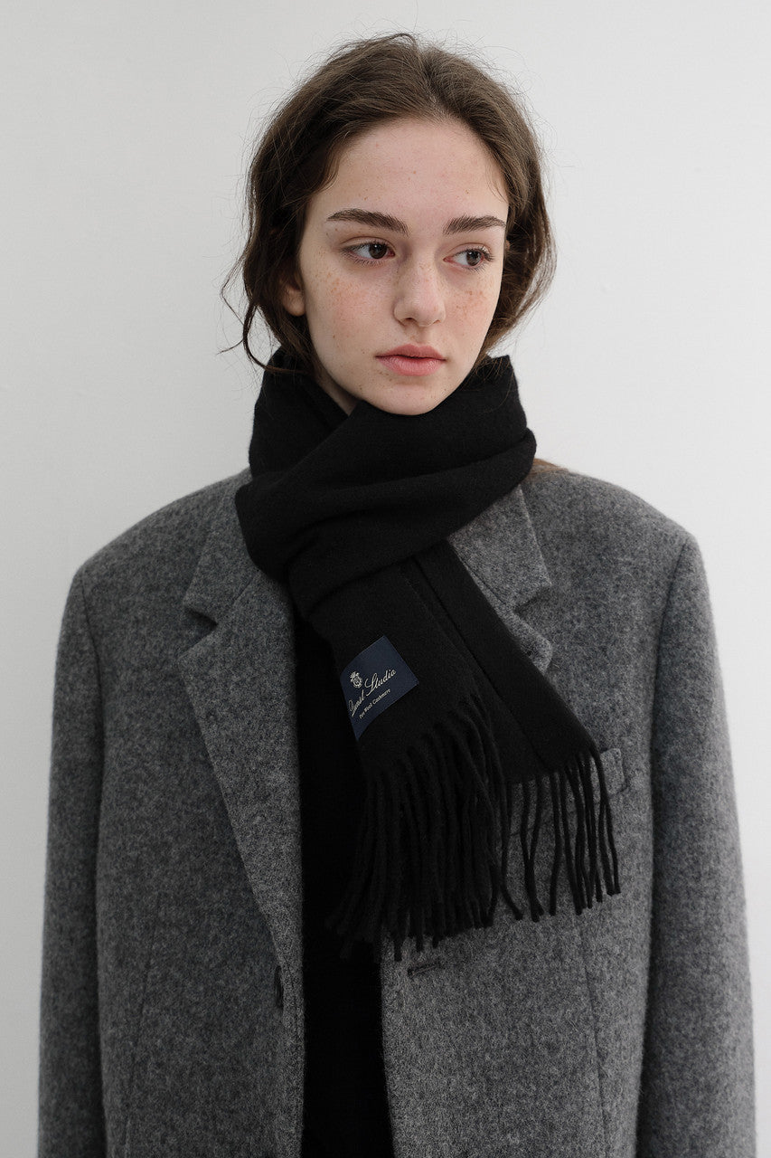 Dunst Fringed Cashmere Muffler Black