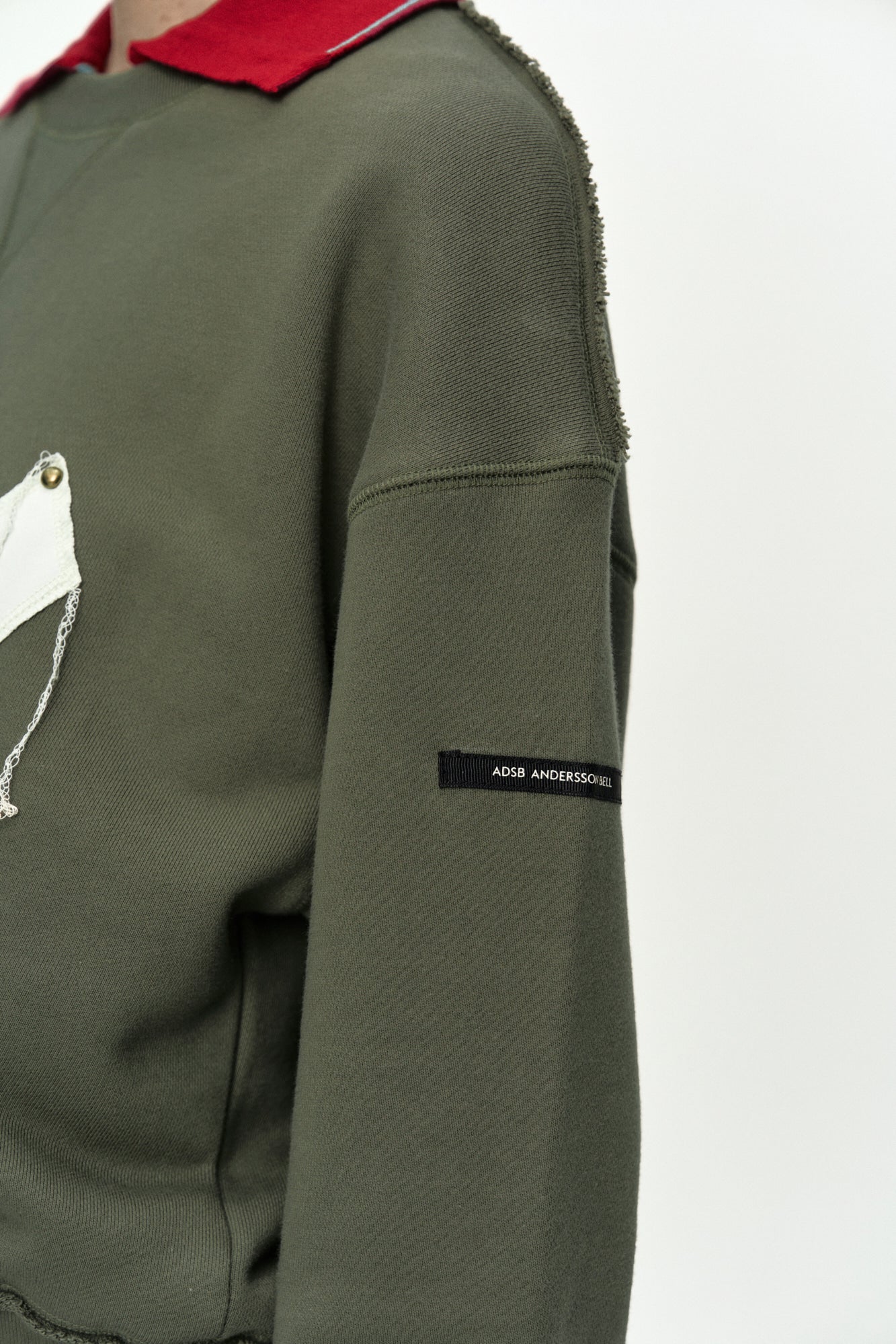 Andersson Bell (Essential) Studded Argyle Patchwork Sweatshirt Olive)