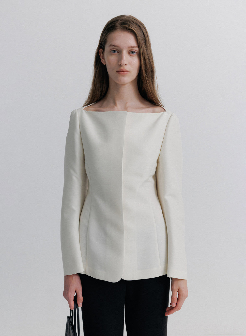 Kindersalmon Linnea Wool Silk Blouse Bone