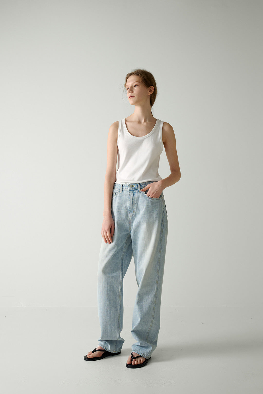 Facade Pattern U-Neck Cotton Sleeveless Top 5 Colors