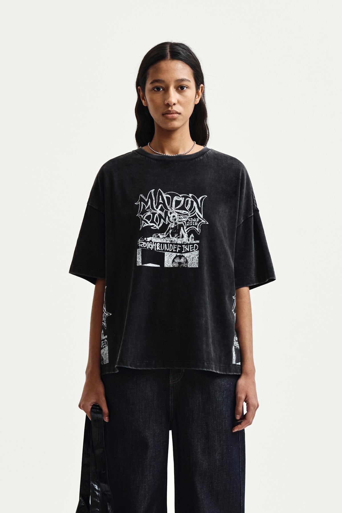 Matinkim Vintage Graffiti Artwork Top IN Black