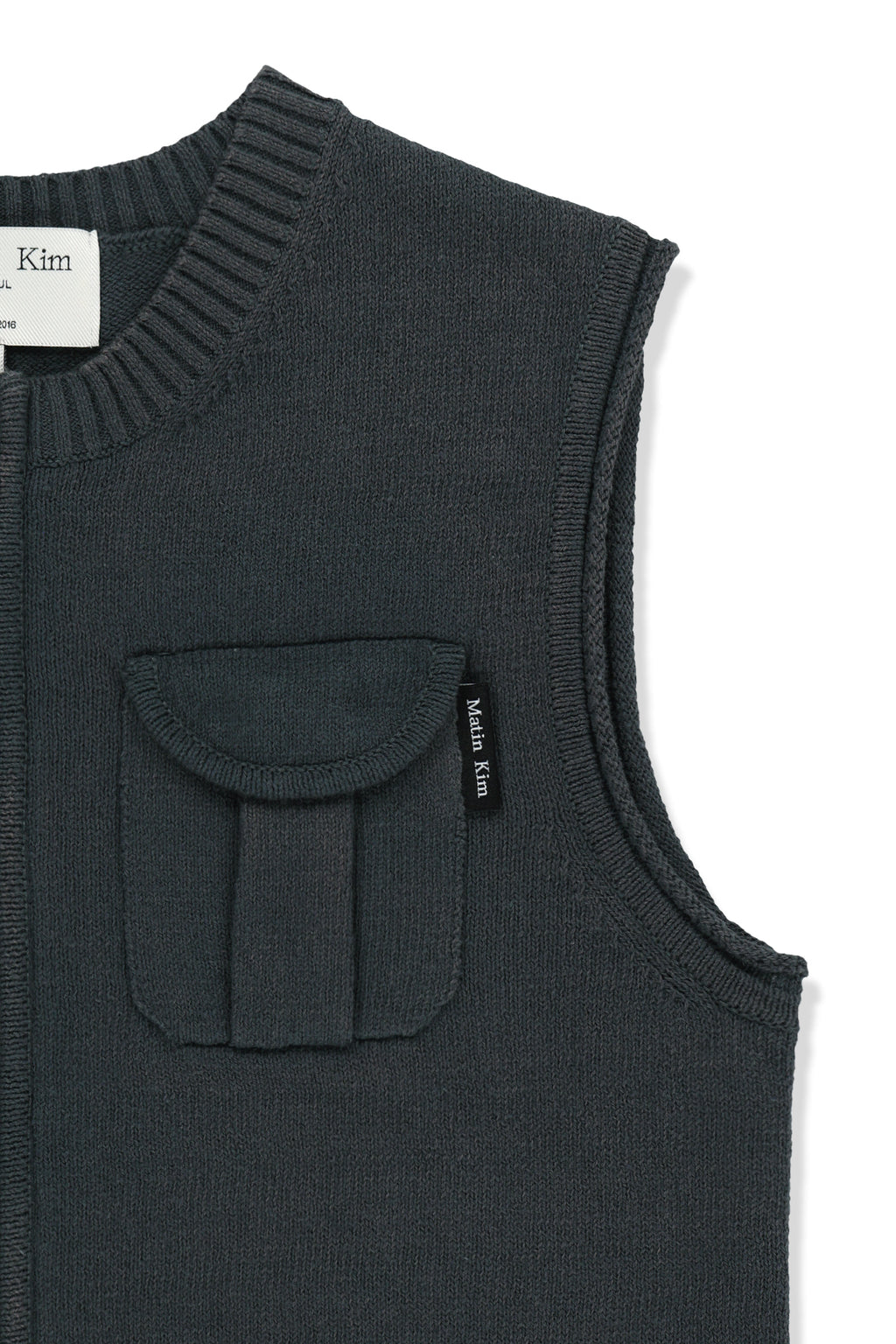 Matinkim Pocket Washed Knit Vest IN Charcoal