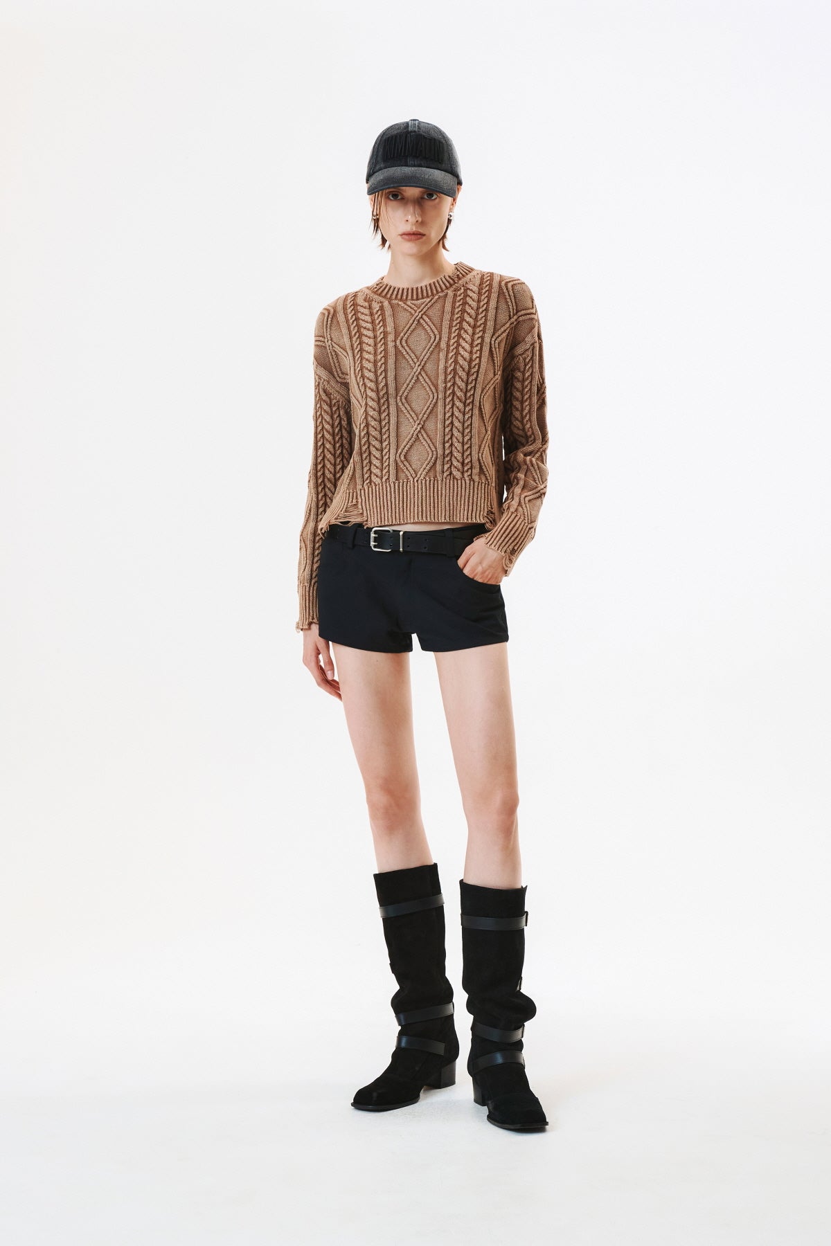 Matinkim Washed Cable Pullover IN Beige
