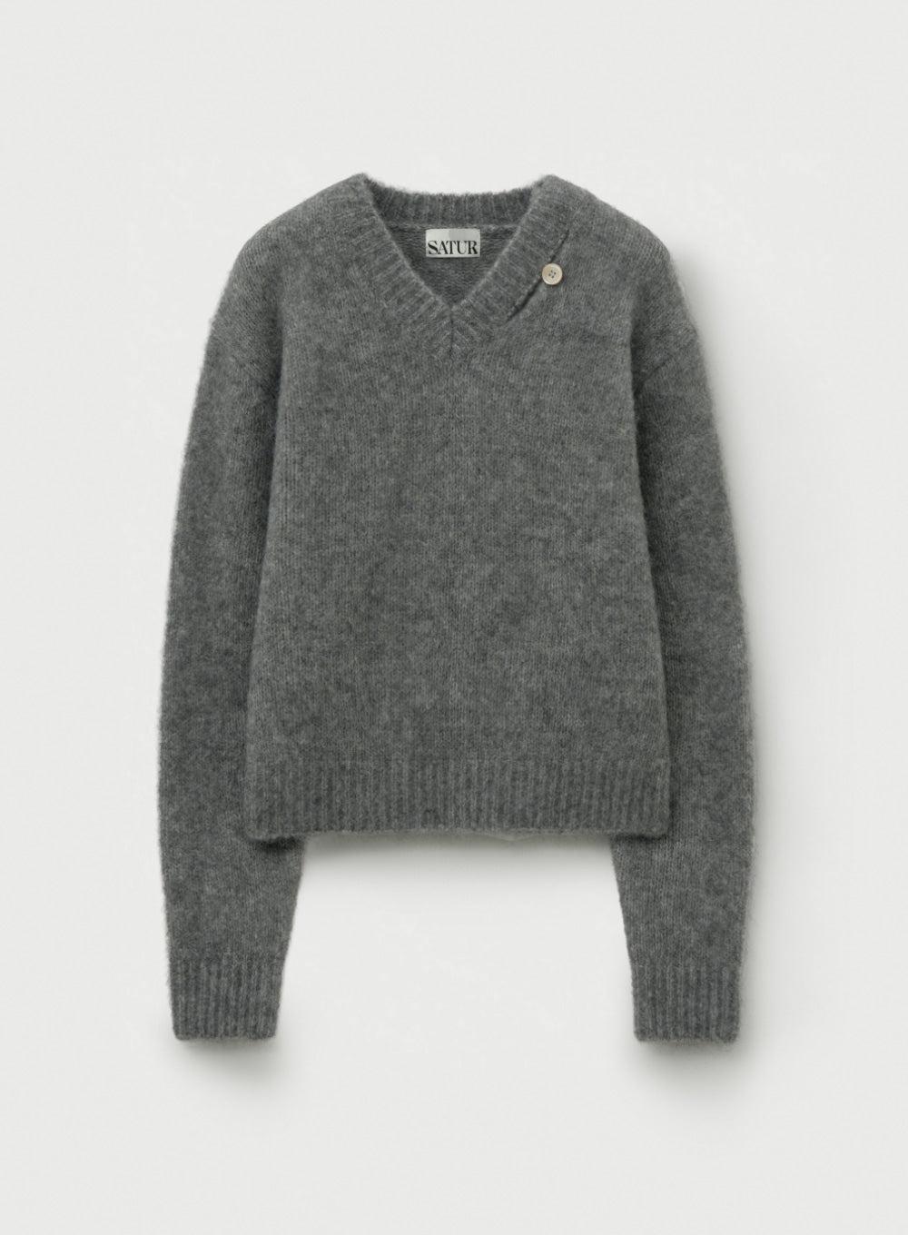 [satur] (W) Essen Two Tone Mohair Blend Knit - Melange Gray