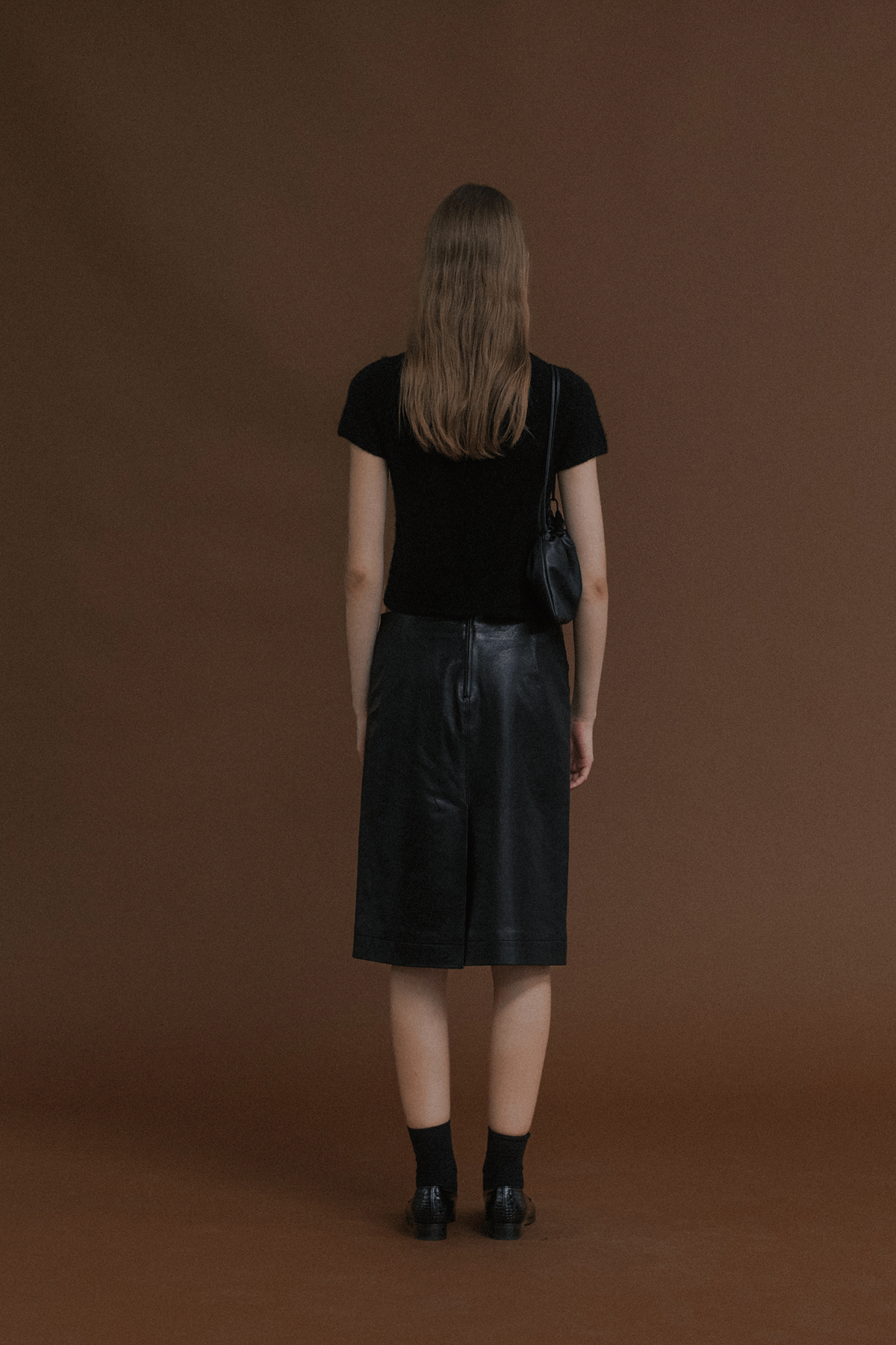 Nothing Written Leather midi skirt (Black)